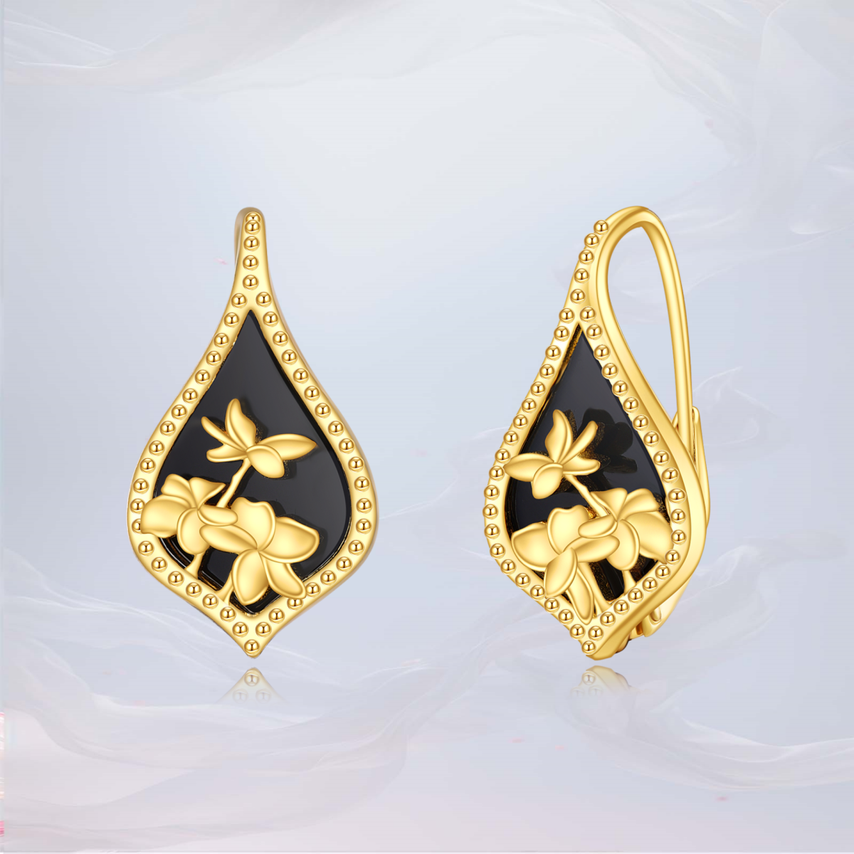 Gold Vermeil Agate Lever Earrings-3