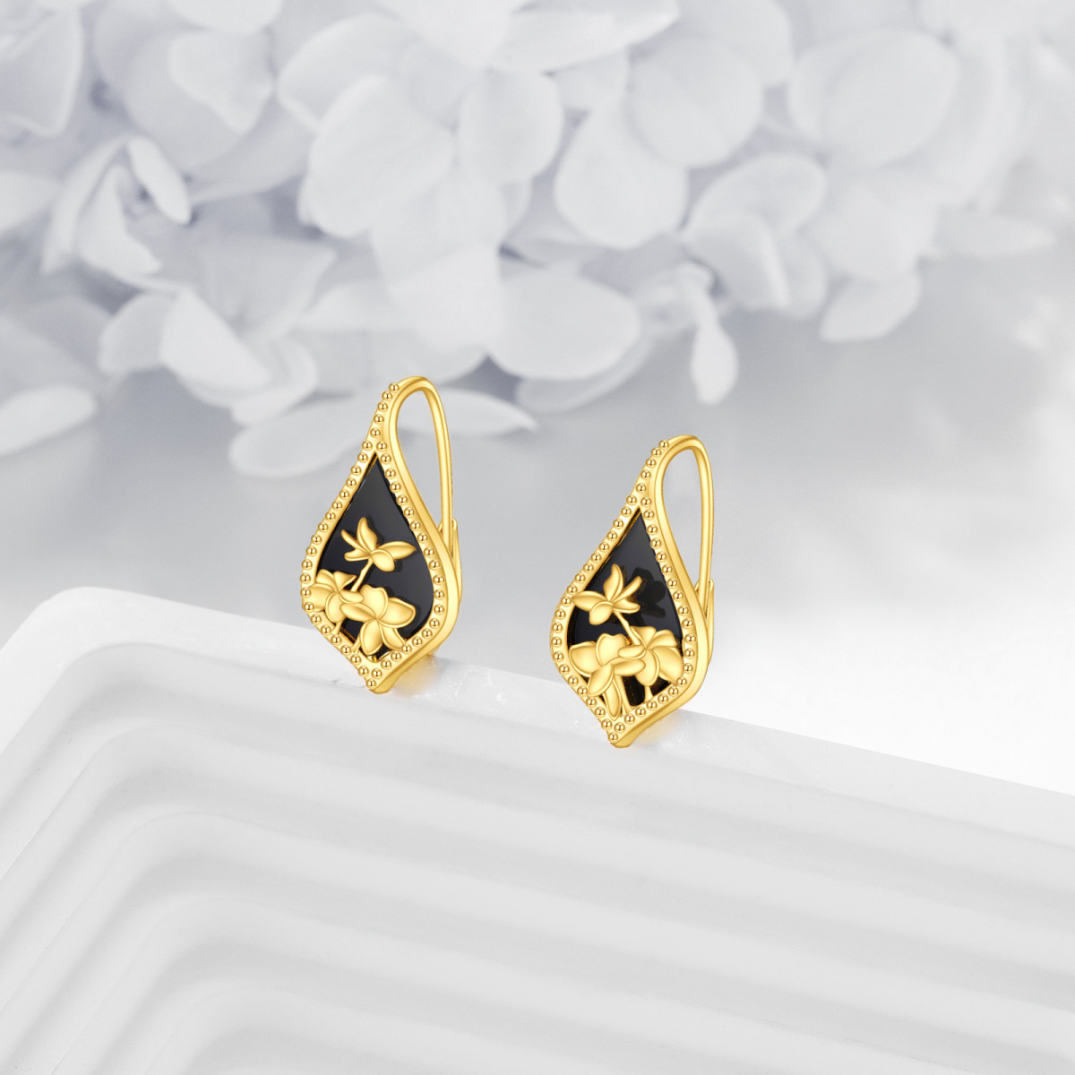 Gold Vermeil Agate Lever Earrings-4