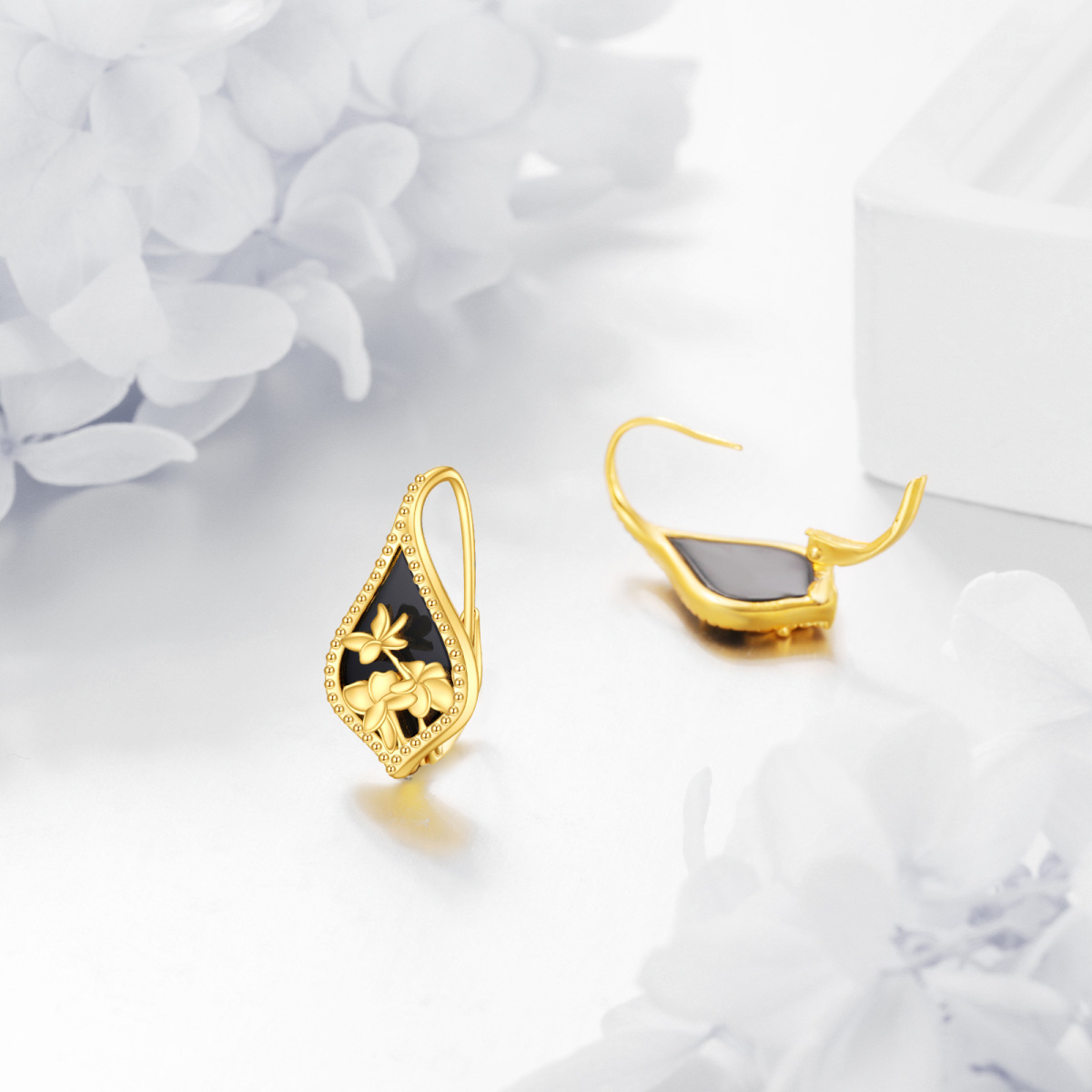 Gold Vermeil Agate Lever Earrings-5