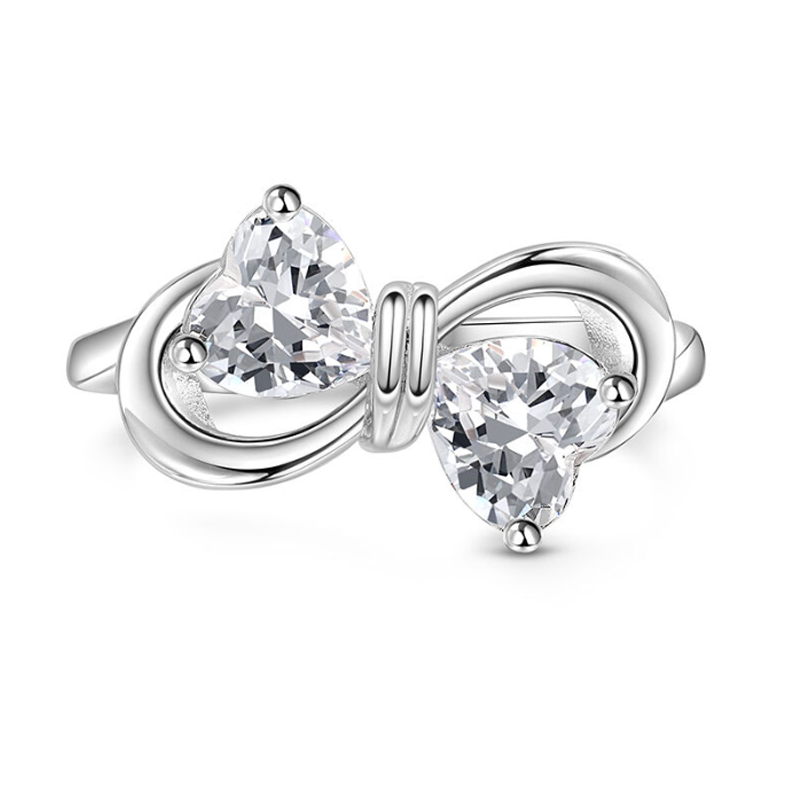 Anello con simbolo dell'infinito a forma di cuore con incisione personalizzata in oro vermeil per donna-2