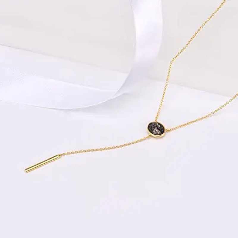 Gold Vermeil Circle Adjustable Y Necklace for Women-3