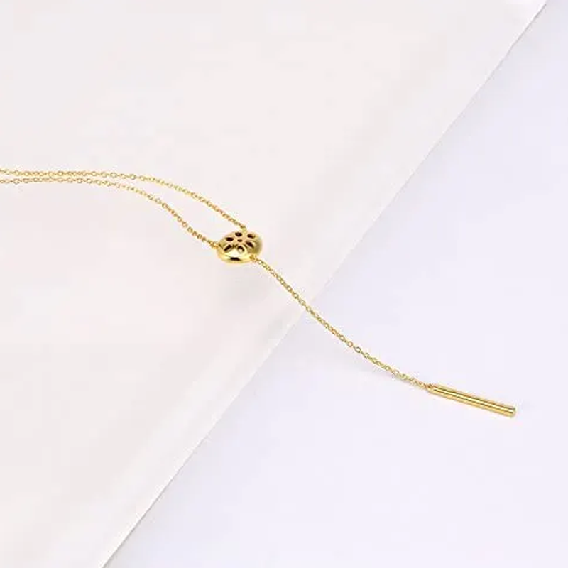 Gold Vermeil Circle Adjustable Y Necklace for Women-4