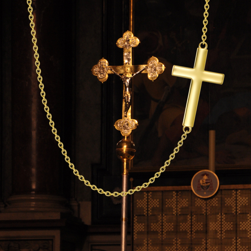 Gold Vermeil Cross Pendant Necklace for Women-5