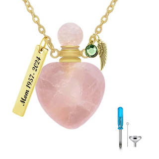 Gold Vermeil Crystal & Personalized Birthstone Custom Urn Necklace for Ashes-1