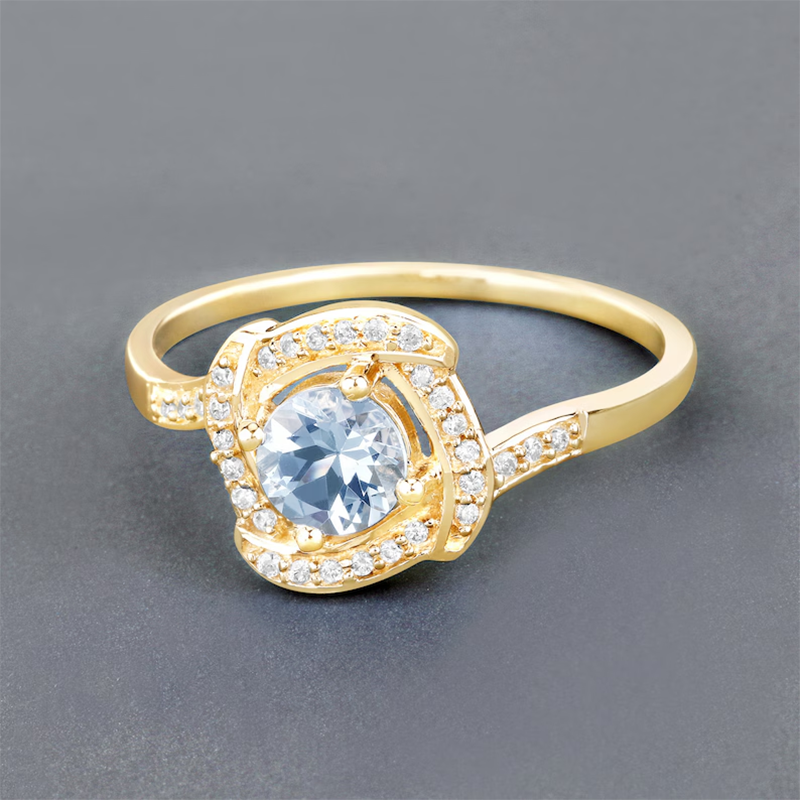 Sterling Silver with Rose Gold Plated Round Cut Moissanite Ring-3