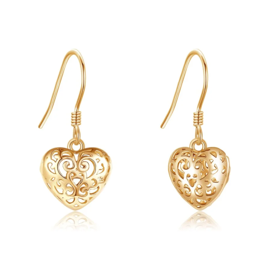 Gold Vermeil Plated Heart Drop Earrings for Women