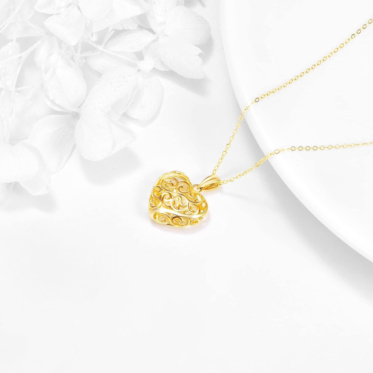 Gold Vermeil Heart Necklace for Women-3