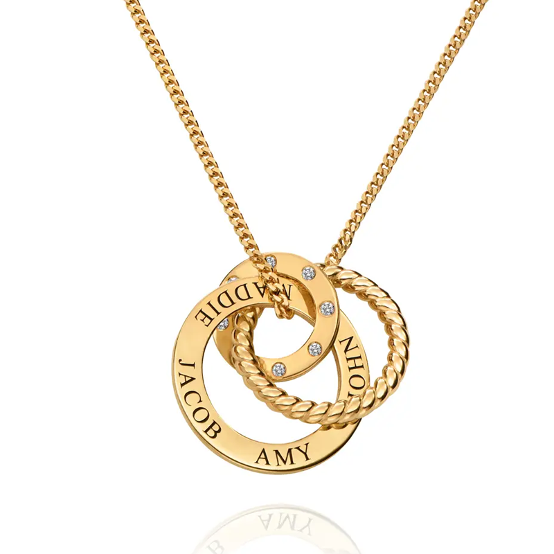 Gold Vermeil Interlocking Personalized Engraved Circle Necklace for Women-1