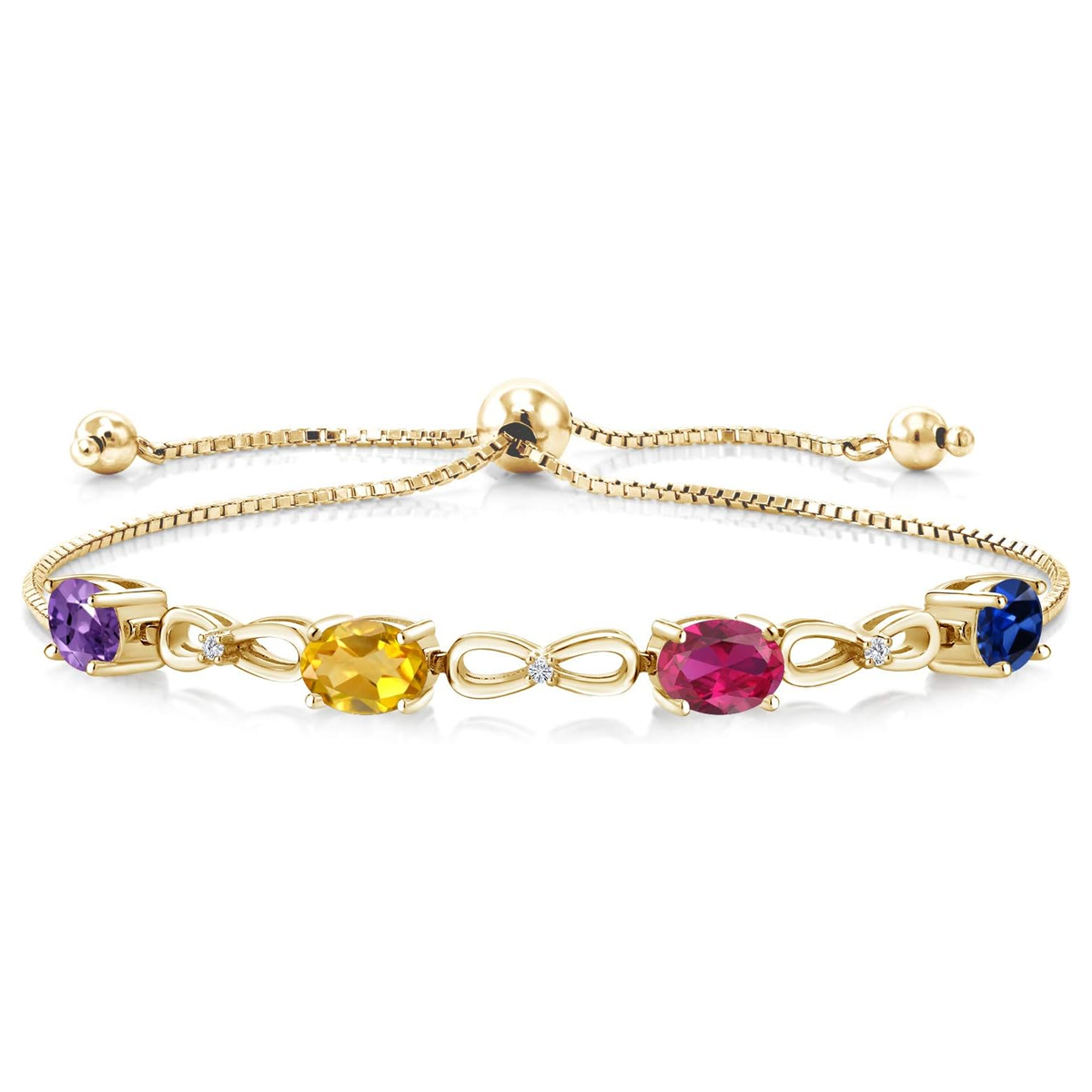 Pulsera personalizada con dije de lazo de moissanita y piedra de nacimiento para abuela, madre y hermanas.-1