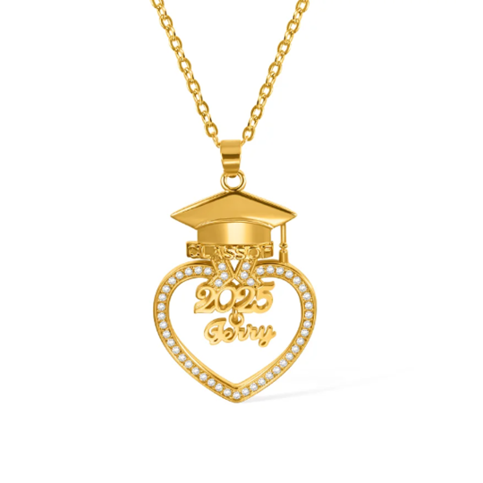 Gold Vermeil Cubic Zirconia Nameplated & Parents & Children Necklace Graduation Necklace