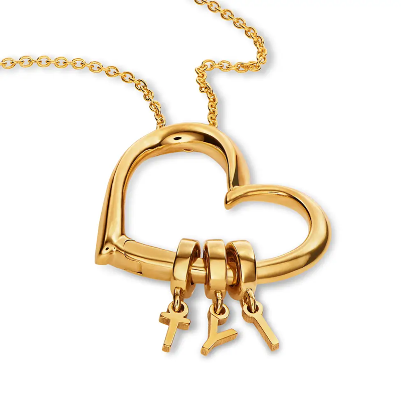 Collana con ciondolo a forma di cuore con lettera iniziale personalizzata in vermeil oro per donna-1