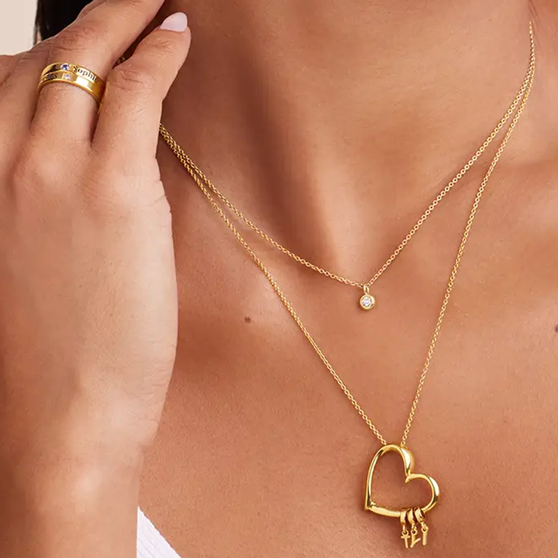 Złoty naszyjnik Vermeil z personalizowaną literą Drop Initial Heart Pendant Necklace dla kobiet-3