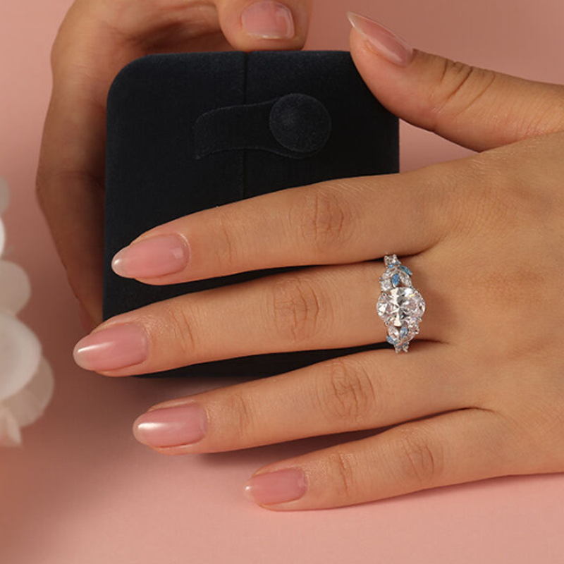 Bague de fiançailles gravée personnalisée en or vermeil pour femme-2