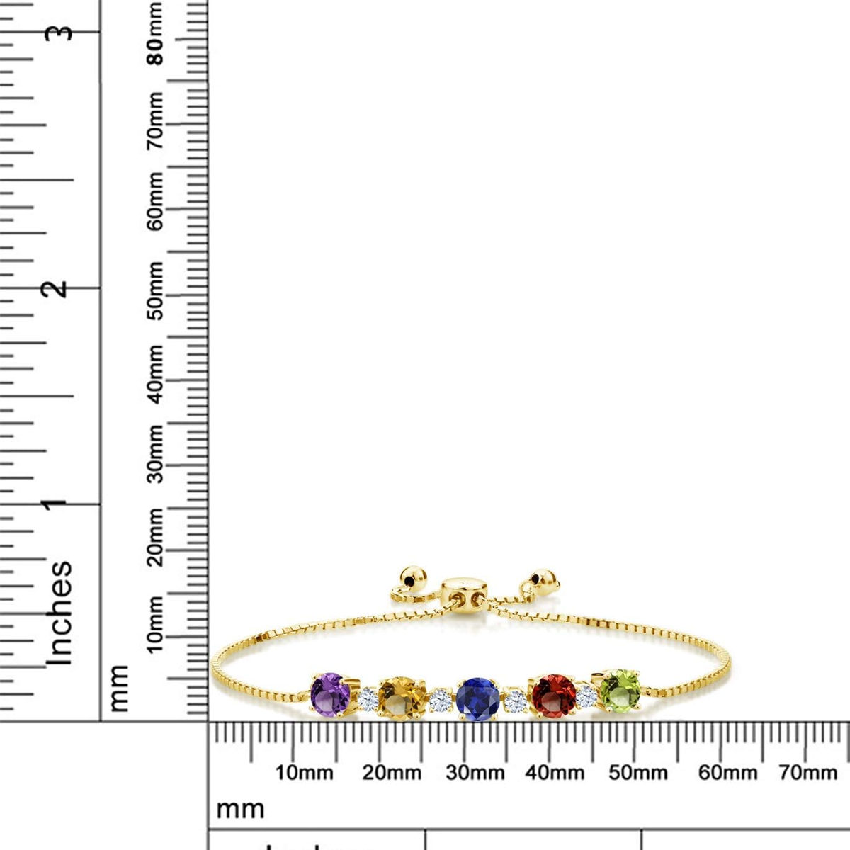 Pulsera con dije de moissanita de corte redondo en oro vermeil con piedra de nacimiento personalizada para madres y hermanas-4