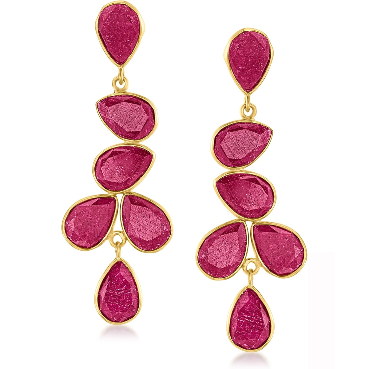 Pendientes colgantes de oro vermeil con rubíes, abuelas y hermanas, con piedras preciosas-1