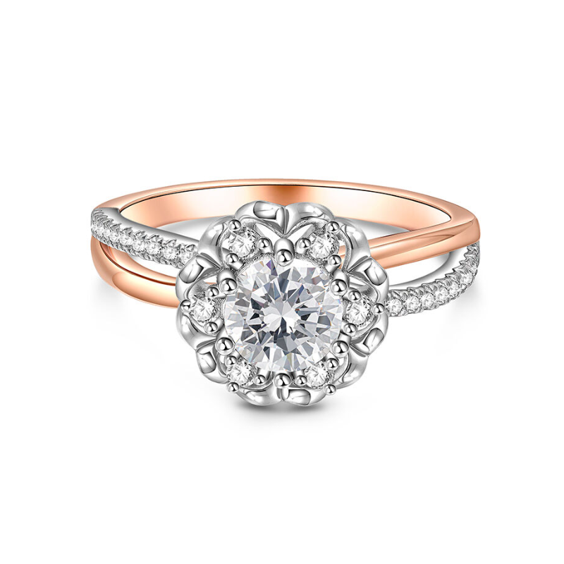 Gold Vermeil Two-tone Heart Personalized Engraving & Engagement Ring for Women-1