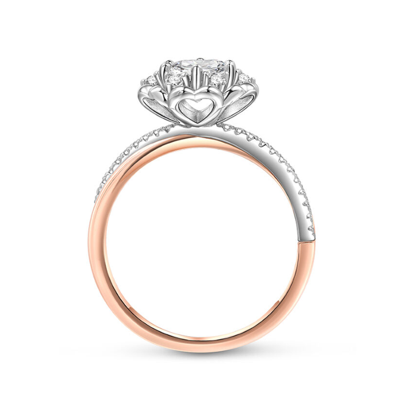 Gold Vermeil Two-tone Heart Personalized Engraving & Engagement Ring for Women-4