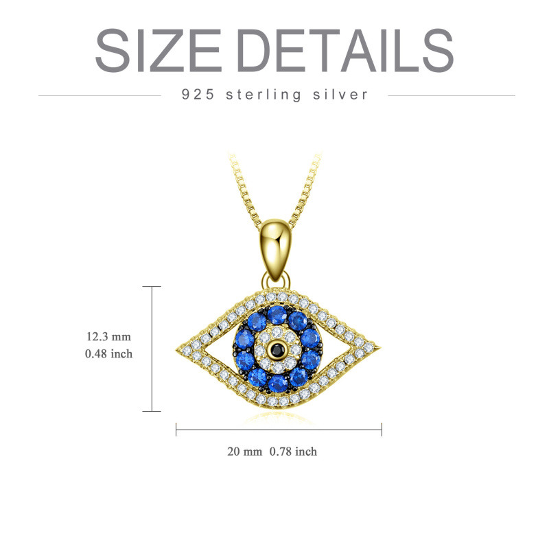 Collar de cadena con forma de ojo malvado y circonita cúbica bañada en oro para mujer-5