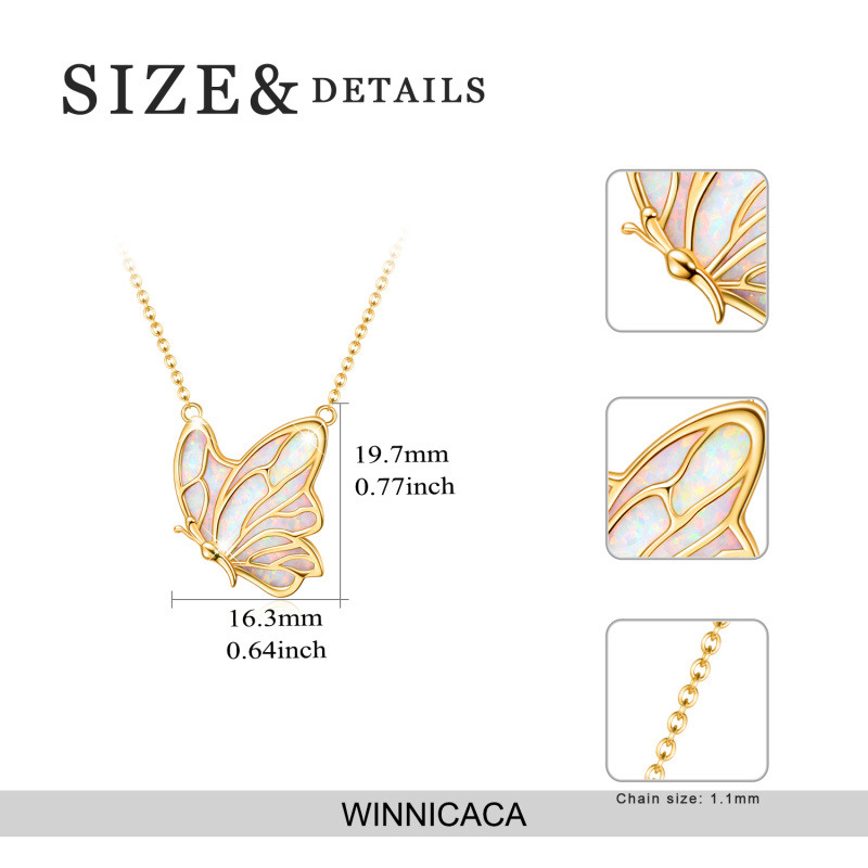 Collar de oro vermeil con ópalo y mariposa para mujeres-6