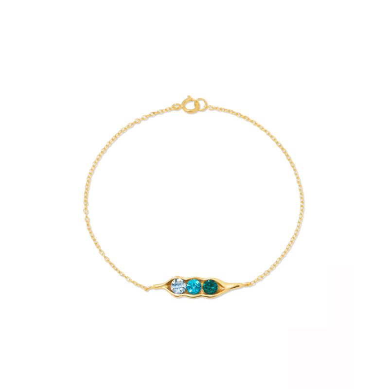 Pulsera personalizada con dije de piedra de nacimiento en oro vermeil-1
