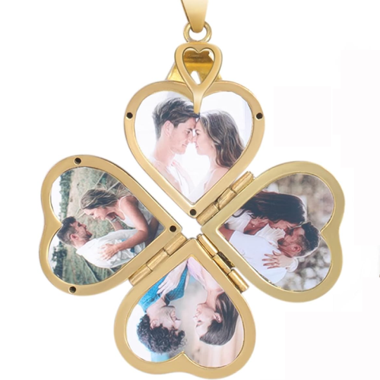 Collar con medallón de corazón con foto y grabado personalizado en oro vermeil