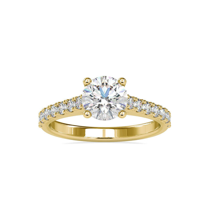 Bague de fiançailles pour couple en vermeil or et moissanite taille ronde-15