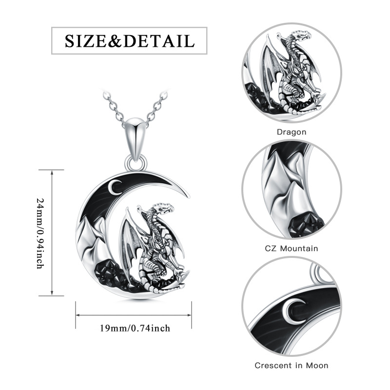 Colar de lua de dragão de prata esterlina para mulheres-5