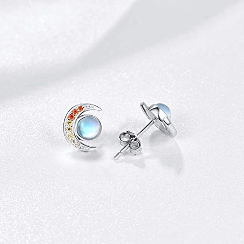 Boucles d'oreilles à tige en argent sterling avec pierre de lune-4