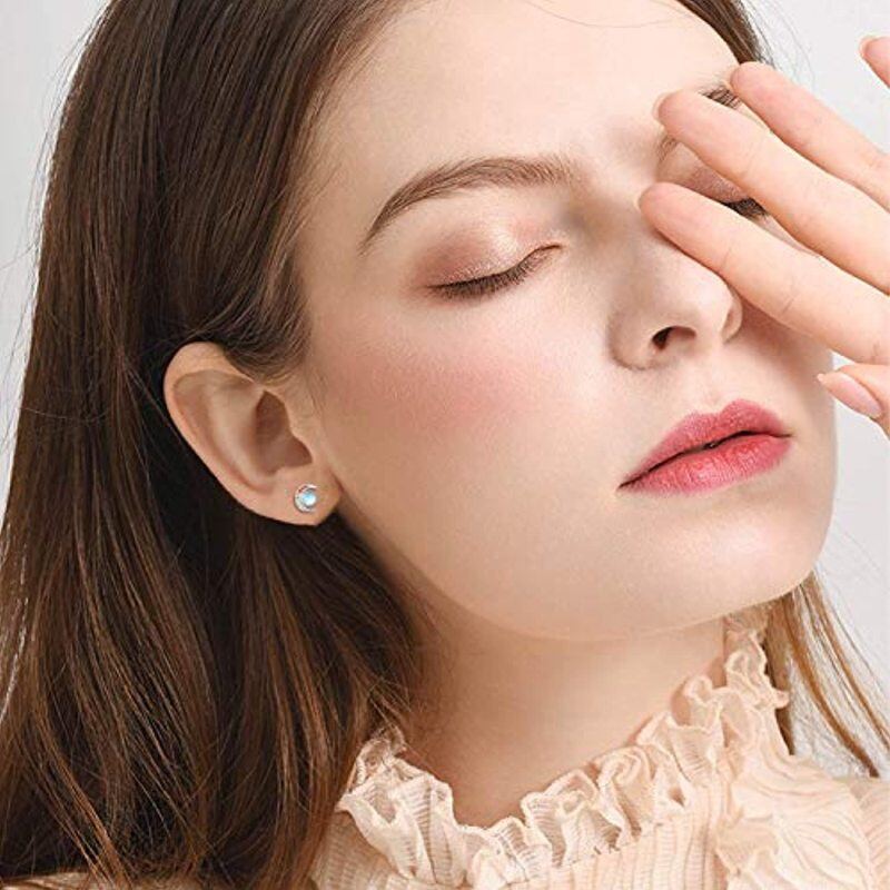 Boucles d'oreilles à tige en argent sterling avec pierre de lune-2