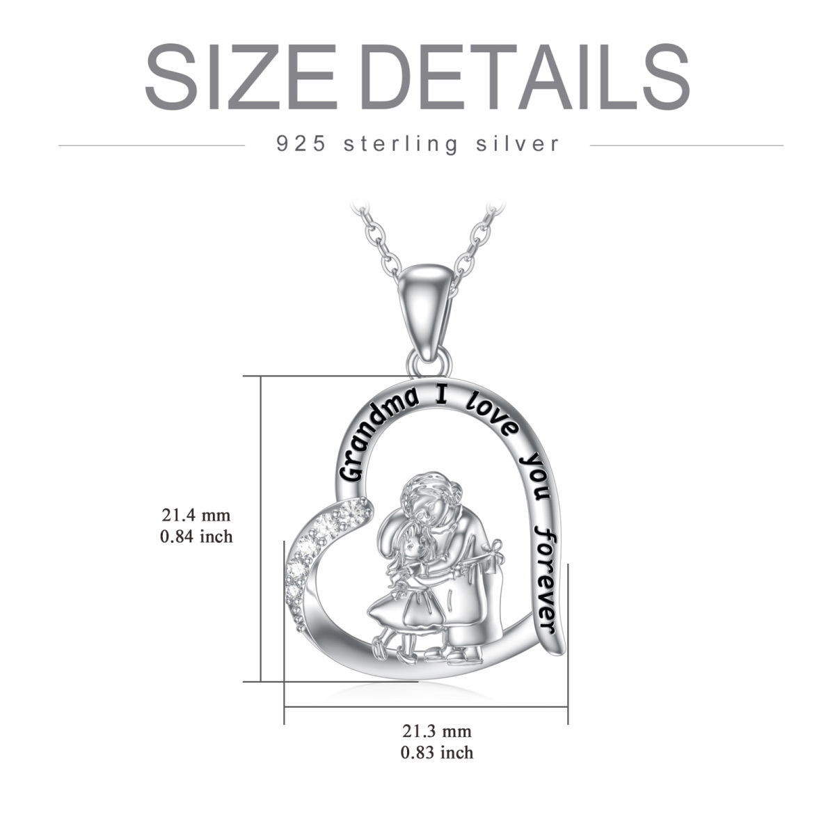 Cubic Zirconia Grandmother and Granddaughter Necklace in White Gold Plated Sterling Silver-2
