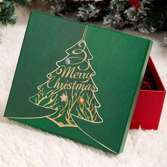 Green & Red Tone Christmas Tree Gift Boxes Gift Idea For Her