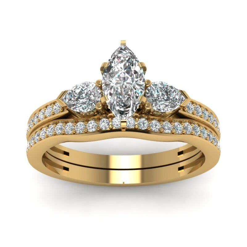 Anillo de compromiso con moissanita talla marquesa en oro de 14 quilates-1