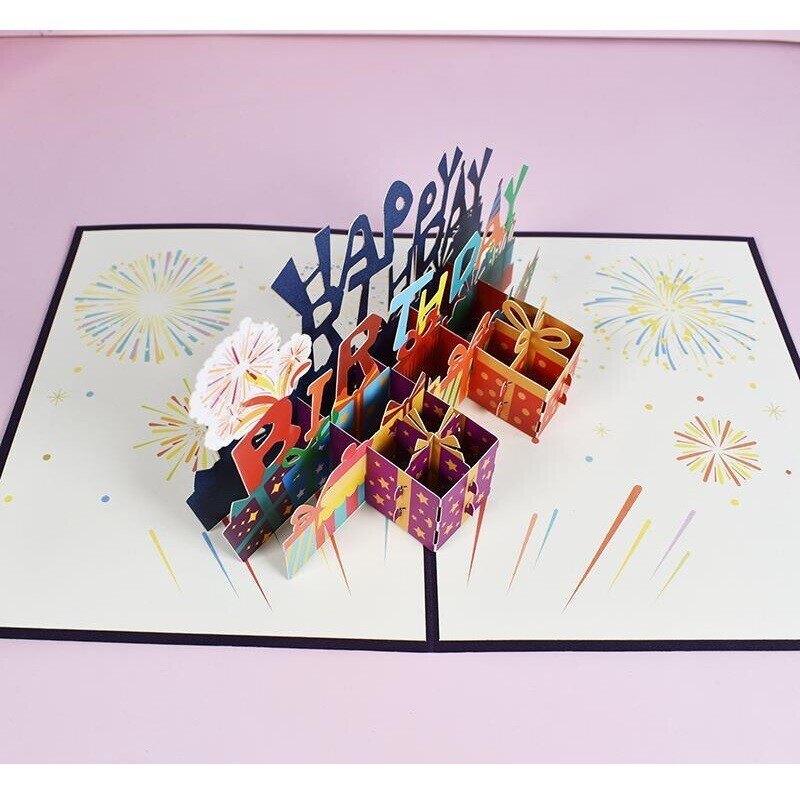 Tarjeta de felicitación de cumpleaños creativa en 3D para amigos y familiares-3