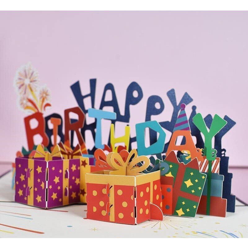 Tarjeta de felicitación de cumpleaños creativa en 3D para amigos y familiares-4