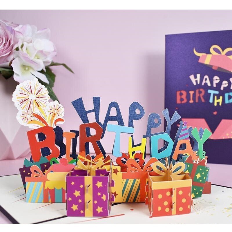 Tarjeta de felicitación de cumpleaños creativa en 3D para amigos y familiares-5