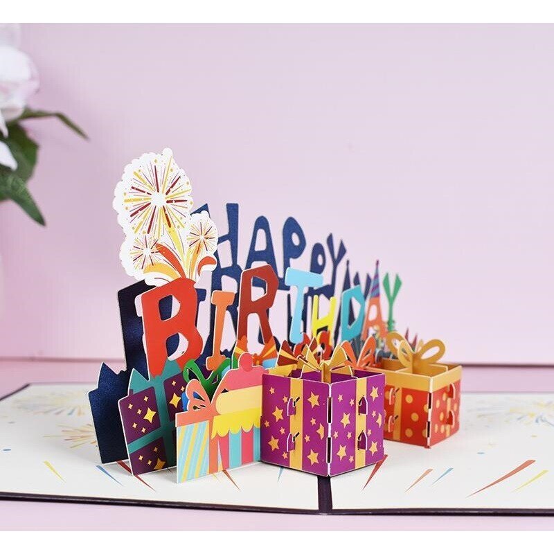 Tarjeta de felicitación de cumpleaños creativa en 3D para amigos y familiares-1