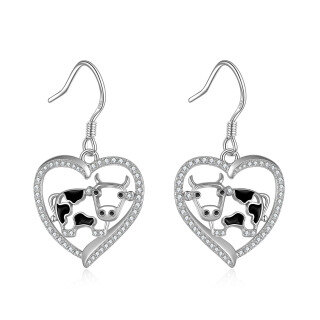 Sterling Silver Zircon Cow Drop Earrings-39