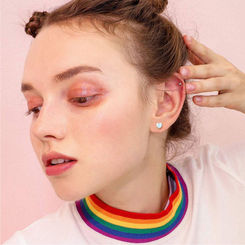 Brincos de pino de coração de opala de prata esterlina-2