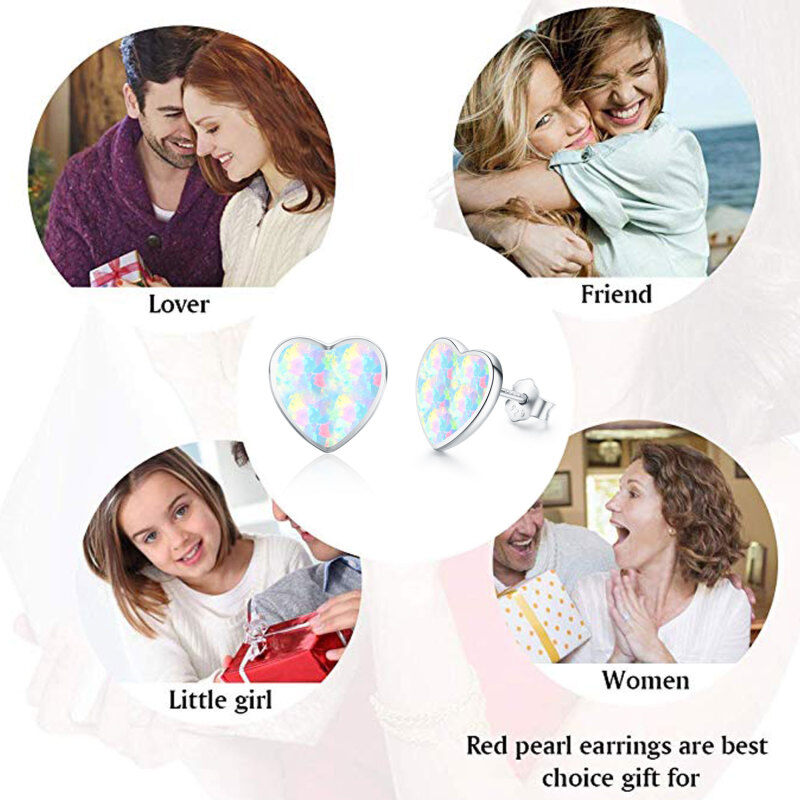 Brincos de pino de coração de opala de prata esterlina-6