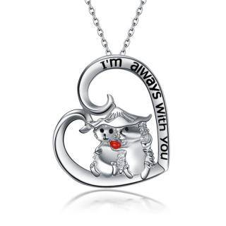 Sterling Silver Hedgehog & Heart Pendant Necklace-53