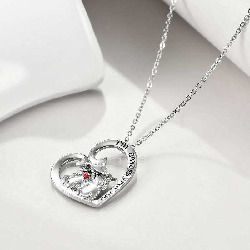 Sterling Silver Hedgehog & Heart Pendant Necklace-3