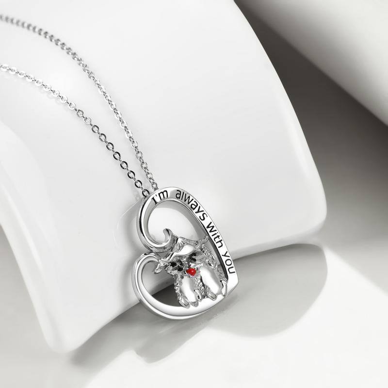 Sterling Silver Hedgehog & Heart Pendant Necklace-4