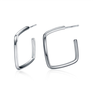 Sterling Silver Square Hoop Earrings-60