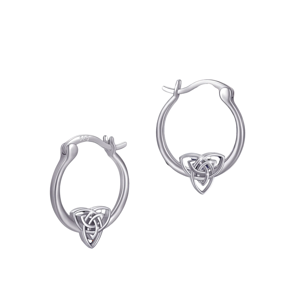 Boucles d'oreilles créoles en argent sterling avec nœud celtique-1