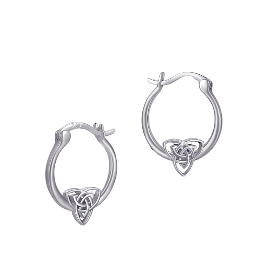 Boucles d'oreilles créoles en argent sterling avec nœud celtique