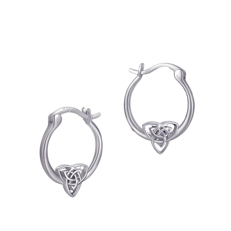 Sterling Silver Celtic Knot Hoop Earrings-8