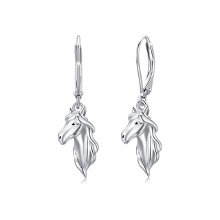 Sterling Silver Horse Lever-back Earrings-4