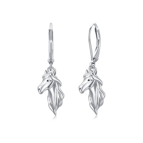 Sterling Silver Horse Lever-back Earrings