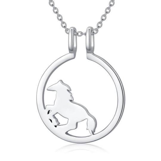 Sterling Silver Horse & Round Pendant Necklace