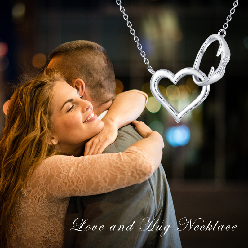 Colar com pingente de coração de prata esterlina para mulheres-6